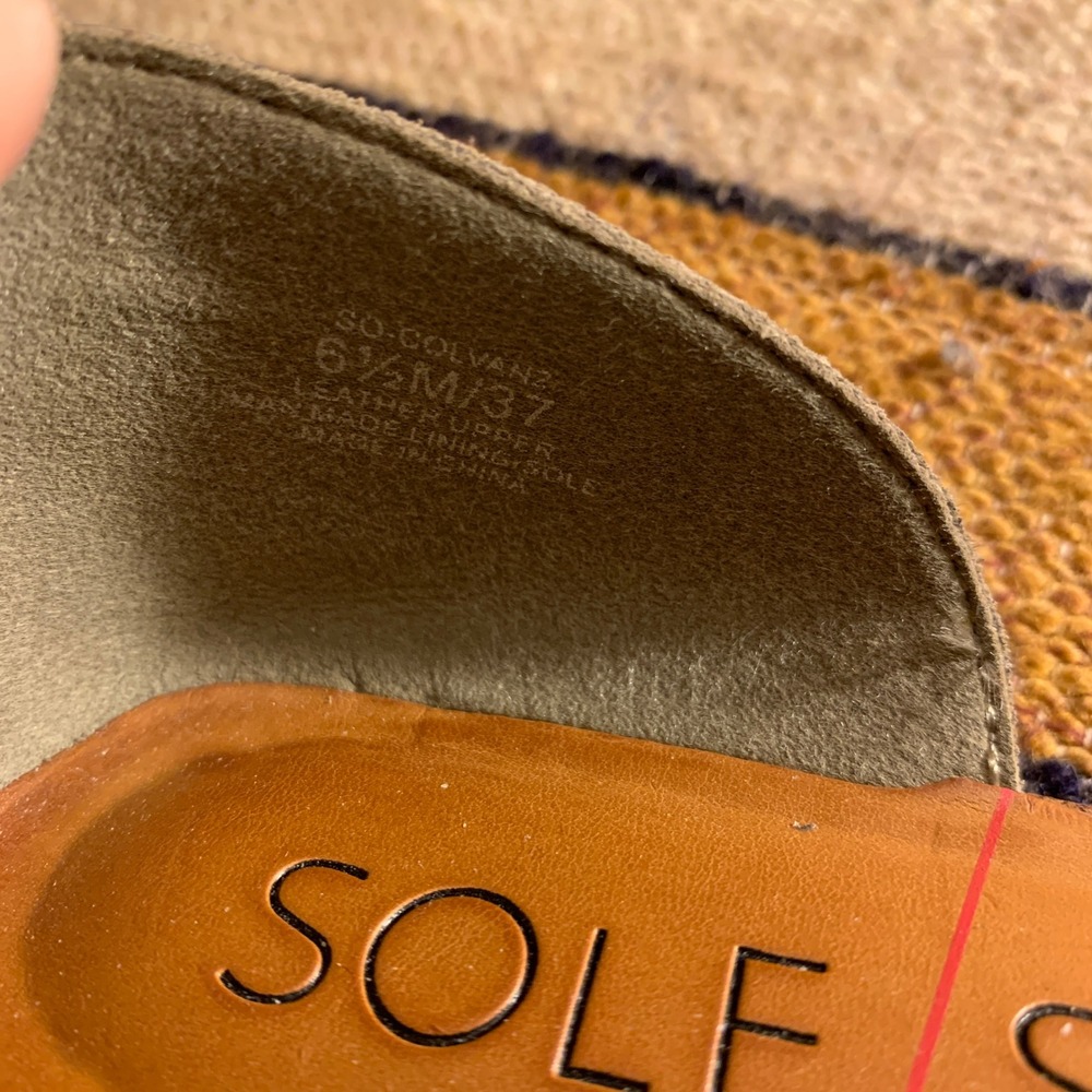 Sole Society Olive Green Perforated Open-Toe Mules - Picture 2 of 7